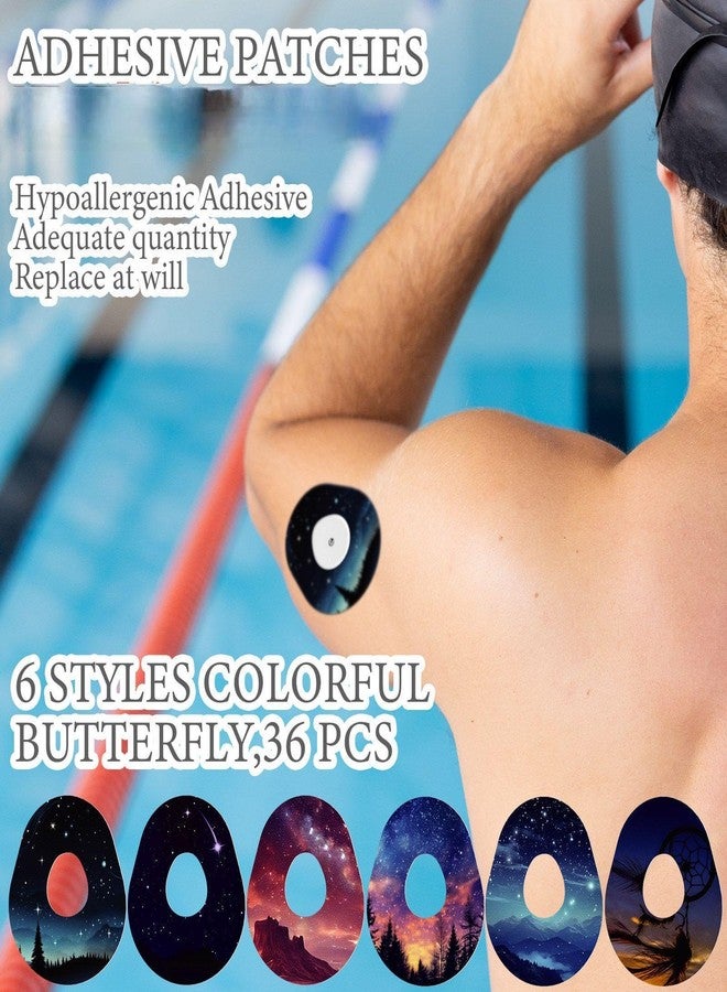 FuWeave عبوة من 36 لاصقة من FuWeave بتصميم سماء مرصعة بالنجوم، متوافقة مع أغطية Dexcom G7 المقاومة للماء والعرق، وأغطية حماية ملونة لأجهزة مراقبة الجلوكوز المستمرة. شريط لاصق مقسم. - Image 2